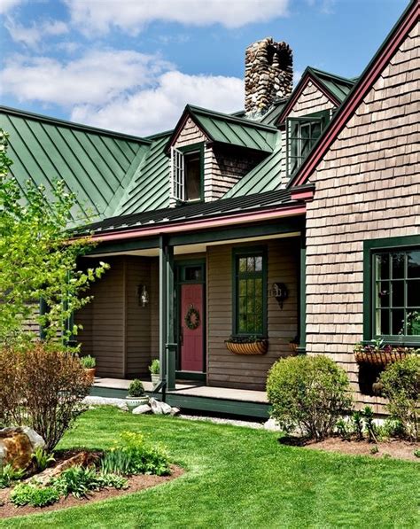 green metal roof house colors|matching paint to green roof.